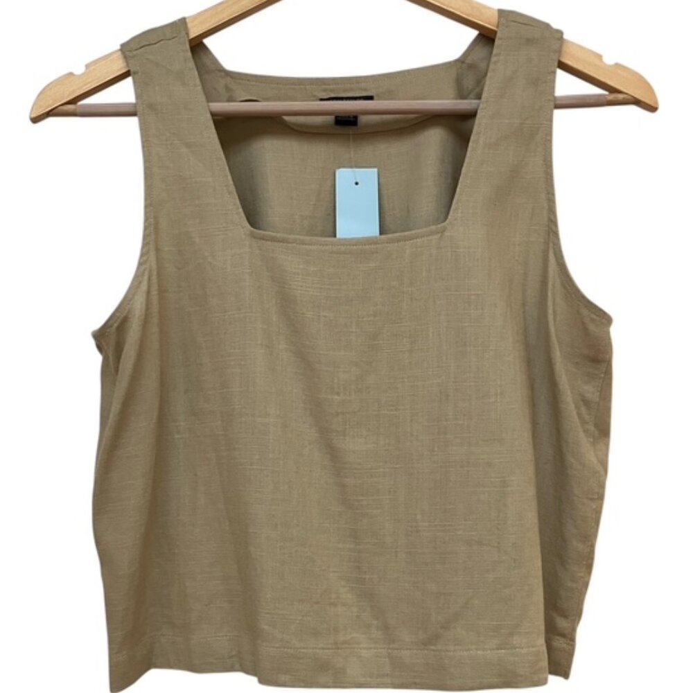 NWT Ann Taylor Khaki colored square neck sleeveless top size SP